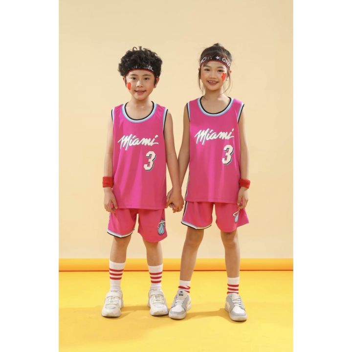 dwyane-wade-3-jersey-kids-city-version-nba-miami-heat-jersey-children-basketball-suit