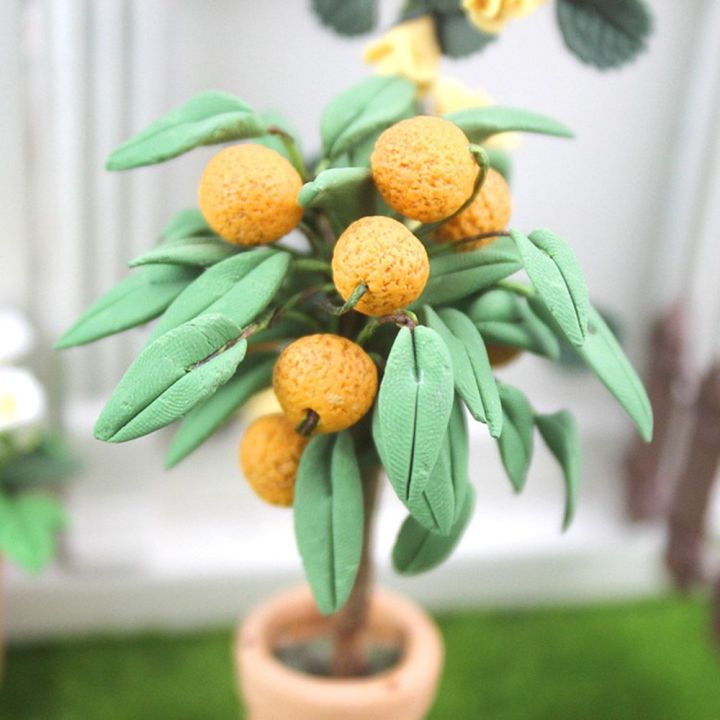 ชุดเฟอร์นิเจอร์ในบ้านตุ๊กตาตกแต่งผนังแบบ-senate70te8กระถางต้นไม้สีส้มขนาดเล็กระเบียงสวนต้นไม้แบบบอนไซปลอม