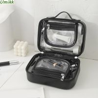 【LZ】┋ﺴ◑  Bolsa de armazenamento cosmética transparente para mulheres organizadora de maquiagem dupla camada bolsa impermeável de grande capacidade para viagem nova