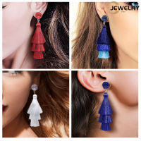 ผู้หญิงแฟชั่นสไตล์โบฮีเมียนต่างหูพู่ยาว Eardrop Dangle ต่างหูแฟชั่น Jewelry