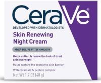 CeraVe ครีมบำรุงกลางคืนต่ออายุผิวด้วยกรดไฮยาลูโรนิกและไนอาซินาไมด์ปราศจากน้ำหอม1.7ออนซ์/48ก.