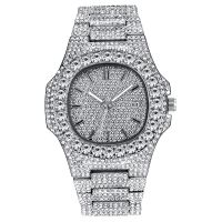 ⌚♟ Hip-hop hot sale full diamond watch trendy mens fashion alloy belt calendar cool quartz watch