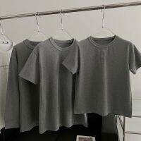 【High Quality】New Grey Starry Sky Sparkling Pink Foam Letter Short Sleeve T-shirt Round Neck Loose Relaxed Long Sleeve