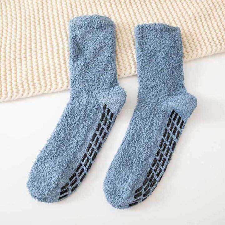 men-winter-cozy-fuzzy-slipper-socks-simple-solid-color-non-slip-grip-warm-fluffy-plush-hospital-lounge-floor-sleeping-hosiery