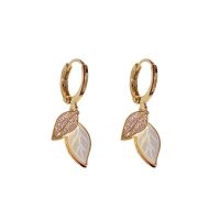 LOEWE ROM Genuine 2023 Copper Alloy Synthetic Zircon Earrings Micro-inlaid Leaf Earrings Simple and niche design fresh and versatile light luxury earrings