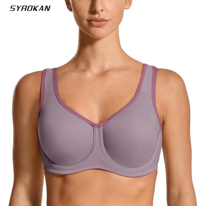 SYROKAN wanita Max kawalan pepejal Plus saiz kesan tinggi Underwire sukan  Tops Hook Backless Invisible lette Shock ProofF