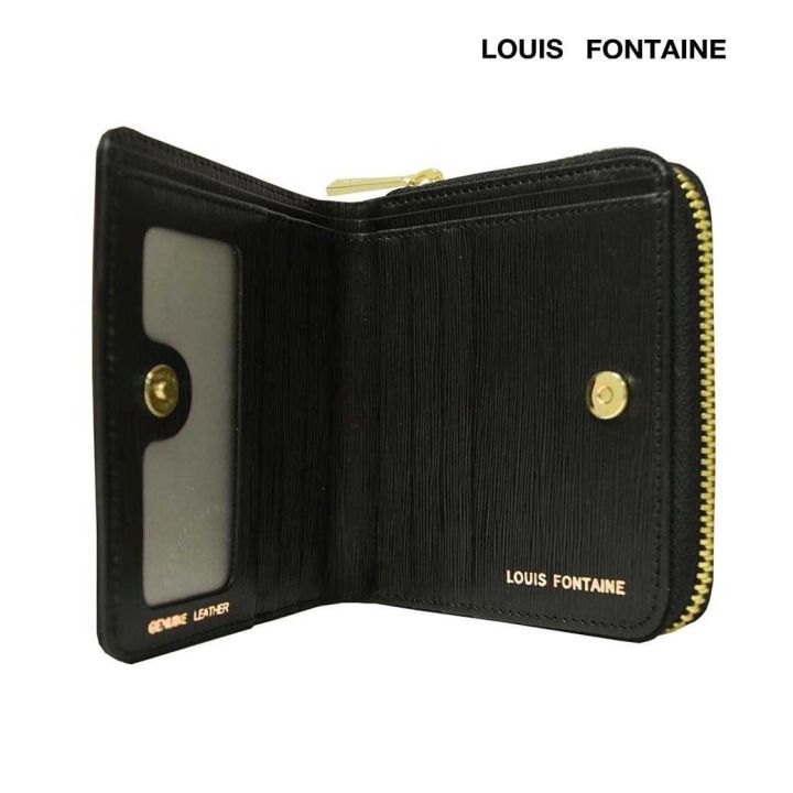louis-fontaine-กระเป๋าสตางค์พับสั้นซิปรอบ-ช่องใส่บัตรแยก-รุ่น-gems-สีดำ-lfw0016