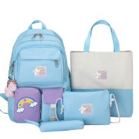 4 piece set rainbow backpacks for teenger girl capacity cute school girls pink purple black blue student backpack