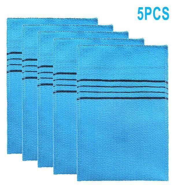 hotx-cw-5pcs-korean-exfoliating-asian-massage-washcloth-double-sided-shower