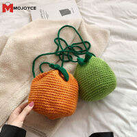 MOJOYCE กระเป๋าเงินโครเชต์ผู้หญิงทำด้วยมือกระเป๋าสะพายข้างสีส้มกระเป๋าสำหรับทุกๆวันถุงใส่ผลไม้น่ารักสำหรับเด็กผู้หญิง