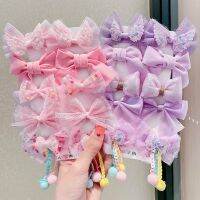 10PCS Flowers Hairpins Bowknot Hair Clips Ponytail Hairband Set Headdress Korea Hair Accessories Lovely For Girls Kids