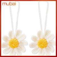 MUBAI 2pcs เดซี่ โครเชต์ถักโครเชต์ สีขาวขาว งานทำมือ การตกแต่งตกแต่ง จี้ห้อยรถ ถุงใส่ของ