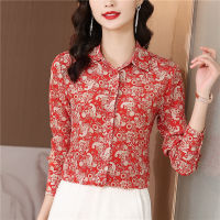 New Spring Summer Fall Runway Vintage Floral Print Collar Long Sleeve Womens Party Casual Temperament OL Work Top Shirts Blouse