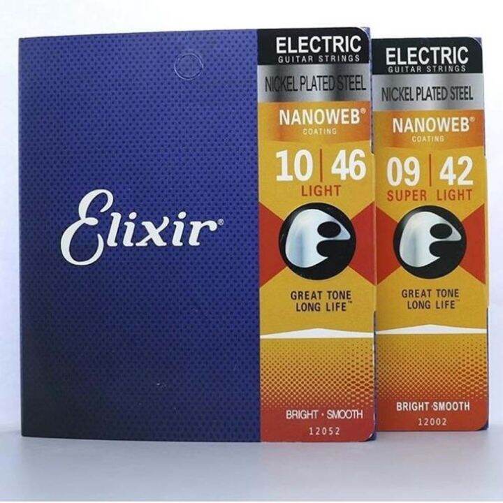 new-elixir-nanoweb-สายเคลือบกีตาร์ไฟฟ้า-6-amp-12-ชุดสายกีตาร์ไฟฟ้าแบบเลือกวัดที่สร้างขึ้นด้วยลวดห่อเหล็กชุบนิกเกิล