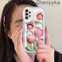 Chenyyka เคส A04s A13กาแลคซีของปลอกสำหรับ Samsung 5G ลายการ์ตูน3D หมีดอกไม้ดีไซน์ใหม่ขอบคลื่นนุ่มกันกระแทกแบบใสเคสมือถือเคสโปร่งใสลายกล้องถ่ายรูปเรียบง่ายอ่อนโยนป้องกัน