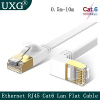 สาย LAN สายแพทช์อีเทอร์เน็ตเครือข่าย RJ45 CAT6 90องศาสายเคเบิลอีเทอร์เน็ตแบน1000Mbps 250Mhz สำหรับเราเตอร์คอมพิวเตอร์แล็ปท็อป