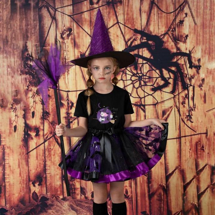 halloween-witch-costume-dress-up-outfit-tutu-hat-broom-for-little-girls-kids-dress-up-witch-costume-elastic-practical-for-carnival-party-halloween-fitting