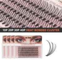 OKANEM 100Pcs เครื่องมือต่อขนตา ความร้อนถูกผูกมัด 8-16มม. ปริมาณปุย C Curl ขนตาคลัสเตอร์ส่วนบุคคล การปลูกถ่ายอวัยวะ มืออาชีพ