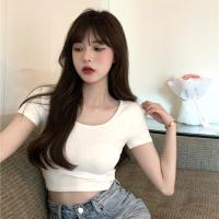 [COD] T-shirt womens summer ins trendy white slim short section navel pure desire sweet and spicy short-sleeved top 2022 new