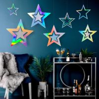 7pcs Twinkle Star Paper Hanging Flags Happy Birthday Decoration Kids Christmas Banner Baby Shower Wedding Decor Crafts Supplies Banners Streamers Conf