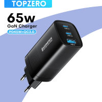 TOPZERO 65W GaN Type C ที่ชาร์จเร็วสำหรับ Samsung แลปท็อปโทรศัพท์ชาร์จเร็ว PPS QC เครื่องชาร์จติดผนัง PD3.0สำหรับโทรศัพท์14 13 12