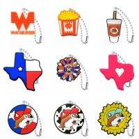 1PCS PVC Hot Sale Texas Style Fashion Design Ball Chain Fit Key Chain Pendant Handbag Suitcase Accessories Unisex Charm Present Key Chains