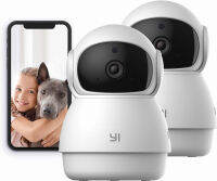 YI 2pc Pan-Tilt Dome Security Camera, 360 Degree 2.4G Smart Indoor Pet Dog Cat Cam with Night Vision, 2-Way Audio, Motion Detection, Phone APP, Compatible with Alexa and Google Assistant White 2