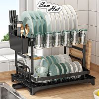 ✣❀❀ Kitchen Dish Drainer Rack Rak Pinggan Kitchen Storage Rack with Tray