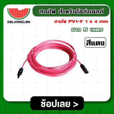 SOLAR 🇹🇭 สายไฟ PV1-F 1×4 mm ต่อ MC4 สำหรับโซล่าเซลล์ ยาว 5 เมตร 1เส้น สายไฟ  ไม่ขึ้นขี้เกลือ ใช้งานได้ยาวนาน Solar cell Solar Cable โซล่าเซลล์