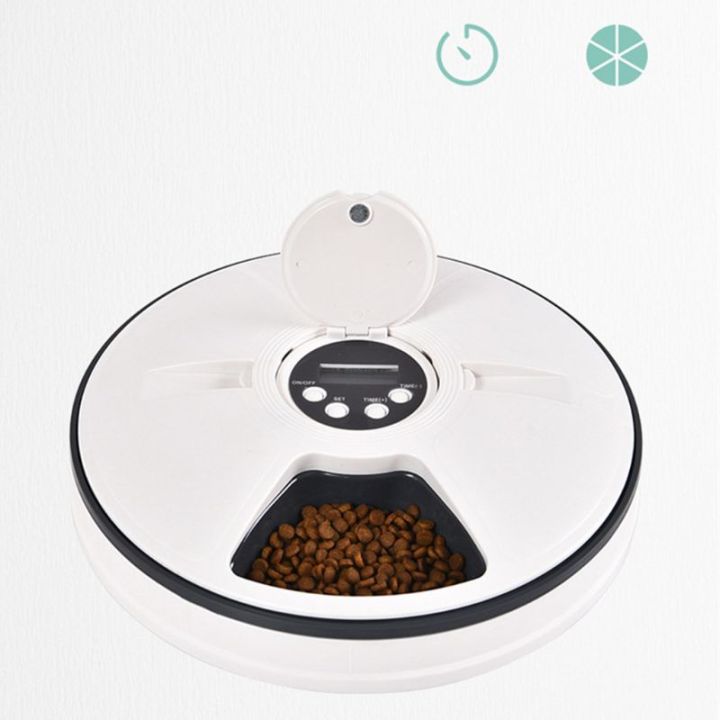 เครื่องให้อาหารสัตว์เลี้ยงอัตโนมัติ6-meal-dog-และสำหรับ-cat-programmable-animal-food-bowl-digital-timer-and-music-paration-control-voice