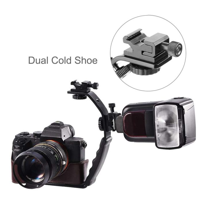 ตัวยึดสำหรับไฟติดตาม-flash-ไมโครโฟนอุปกรณ์เสริมกล้องถ่ายวีดีโอ-dv-กล้อง-dslr-แท่นรองรับรองเท้าเย็นแบบคู่ปรับได้