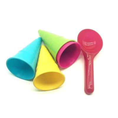 5pcs/set Beach Toys Water Sand Ice Cream Cone Shape Mould Toy House Play Game Cake Plastic Pretend Scoop Kids Digging Outdoor K5M8