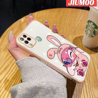 เคส JIUMOO สำหรับ Infinix Hot 10S NFC Hot 10T เคสการ์ตูนน่ารักสีชมพูสติทช์ชุบซิลิโคนเคสมือถือขอบสี่เหลี่ยมกันกระแทกเคสนิ่มฝาปิดเลนส์เต็มเคสกันกระแทกกล้อง