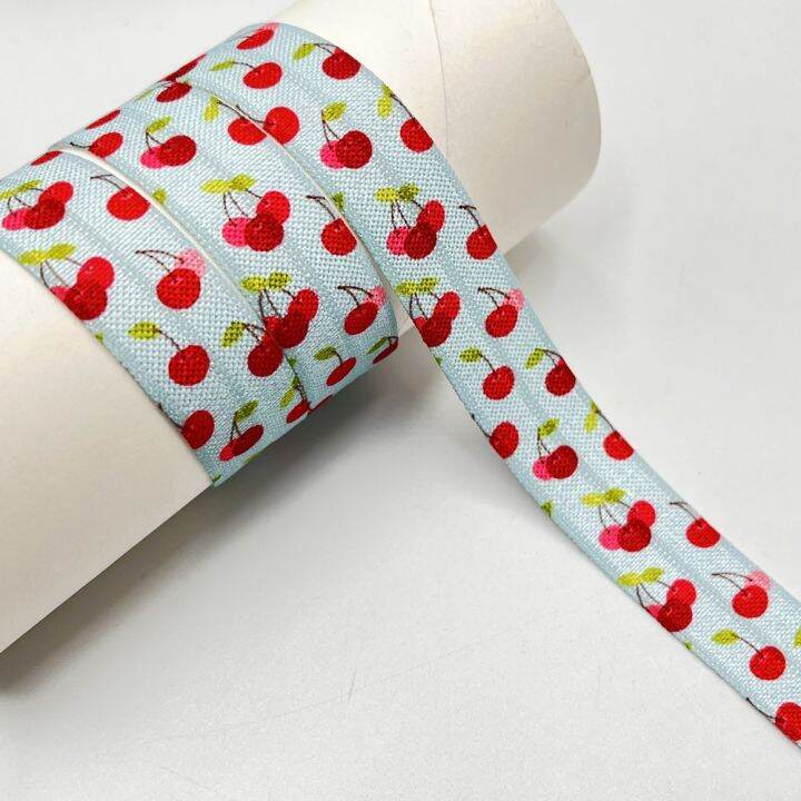 10yard-15mm-cherry-strawberry-print-fold-over-elastic-fruits-ribbon-for-sewing-hair-tie-strap-backpack-decoration-accessories