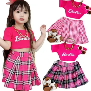 Monogram Girl Outfits Toddler Outfits Girls Summer Sleeveless Tops Plaid  Prints Skirts with Bag (Black, 3-4 Years)