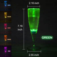 SUC 6 Pcs LED Wine Champagne Flute Glasses Water Liquid Activated Flashing Light-up Cups