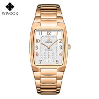 WWOOR New 2021 Design Casual Mens Watches Top Brand Luxury Waterproof Stainless Steel Gold Quartz Wrist Watch Relogio Masculino