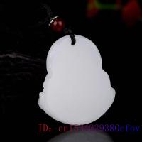 ZZOOI White Jade Maitreya Pendant Gifts Carved Men Charm Buddha Jewelry Fashion Natural Jadeite Chinese Amulet Women Necklace