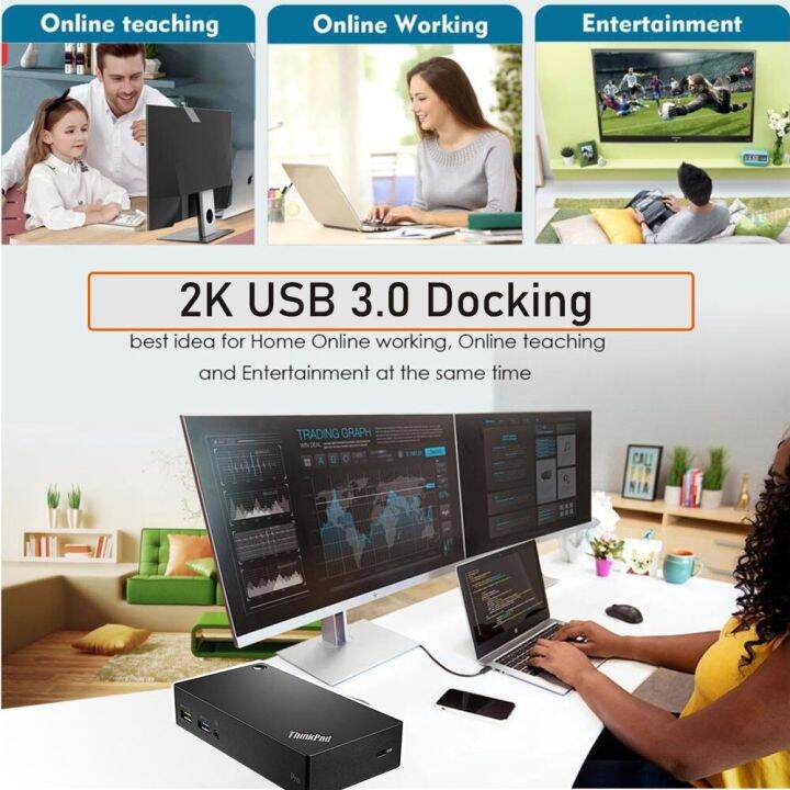 thinkpad-usb-3-0-pro-dock-displaylink-ฮับ40a70045-docking-จอภาพคู่-type-c-usb-3-0-usb-c-เพื่อ-hdmi-dp-dvi-vga-mac-m1-m2-win-11