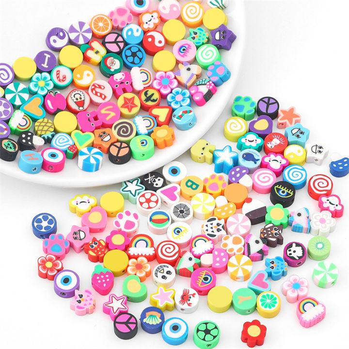 50pcs Mixed Color Fruit Beads Polymer Clay Beads Polymer Clay Spacer Loose  Beads For Necklace DIY Bracelet Accessories