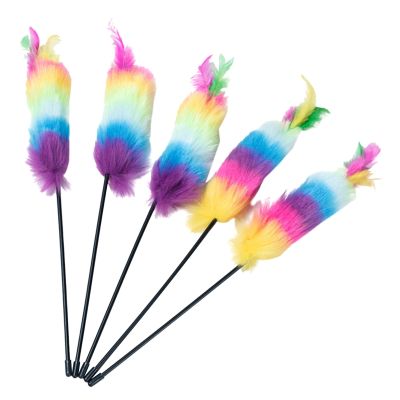 5x Interactive สำหรับ Cat Feather ของเล่นสำหรับ Cat Wand ของเล่น Feathers Teaser สำหรับแมวในร่มลูกแมวสำหรับเล่นสำหรับ Chase Exercise