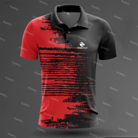 【high quality】  New Striped Sports Table Tennis 3d Printed Polo Shirt Polo Collar Tennis Mens Summer T-shirt Womens Sports Top Unisex Fashion Street Clothing