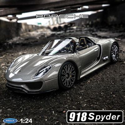 WELLY 1:24 Porsche 918 Spyder Alloy Sport Car Model Diecast Metal Toy Racing Car Model High Simulation Collection Childrens Gift