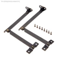 2pcs Lid Support Hinges Stay Antique Bronze 108x11mm Iron decor hinge Box Furniture Hardware Cabinet Door Kitchen with screws