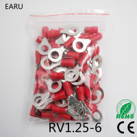 [ร้อน A] RV1.25-6สีแดง22-16 AWG 0.5-1.5mm 2แหวนหุ้มฉนวนเทอร์มินัลเชื่อมต่อขั้วต่อสายไฟชิ้น/แพ็ค100 RV1-6 RV