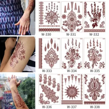 Black Henna Tattoos Sticker Lace Chains Mandala Fake Tattoo Temporary Henna  Tattoos For Women Party Rave Makeup 12sheet  Fruugo IN