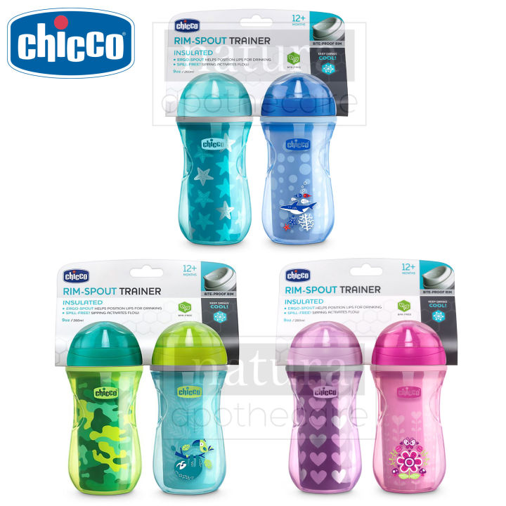 Chicco 9 oz. Glow in The Dark Rim-Spout Trainer Sippy Cup in Blue/Teal