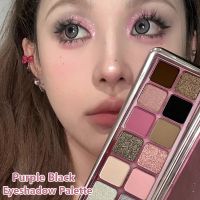 ♕ 12 Colors Glitter Sequins Eyeshadow Palette Caramel Purple Black Matte Pearlescent Eye Shadow Makeup Waterproof Lasting Cosmetic