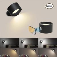 USB Rechargeable LED Wall Light Touch Control 360 Rotate Cordless Wall Mounted Sconce Lights For Bedroom Reading Lamp