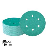 ✱△◘ 50pcs 150mm Professional Film Sanding Disc 6 Anti Clog Sandpaper Wet Dry Hook Loop Abrasive Tools with Grits 60-400